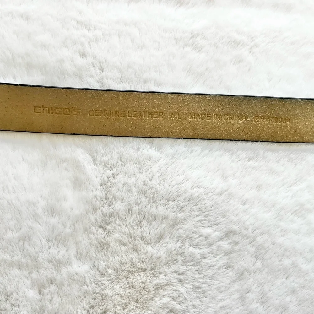 CHICO’S GENUINE LEATHER O RING HOOK BELT SIZE MEDIUM/LARGE CHIC MINIMALIST - Picture 3 of 10